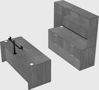 Parallel desk with credenza