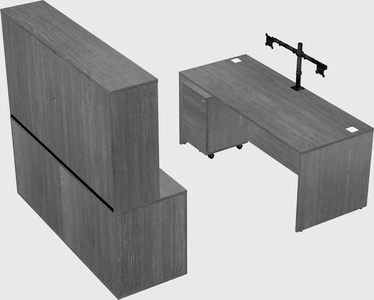 Parallel desk with credenza