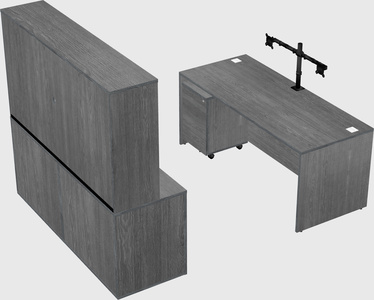 Parallel desk with credenza