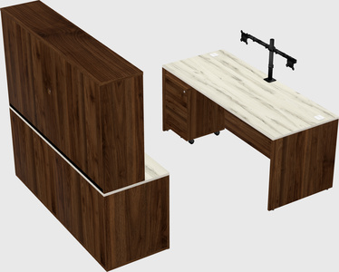 Parallel desk with credenza