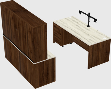 Parallel desk with credenza