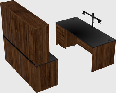 Parallel desk with credenza