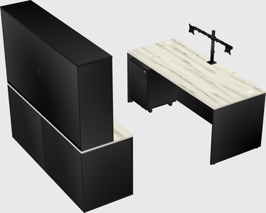 Parallel desk with credenza