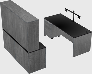 Parallel desk with credenza