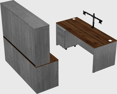 Parallel desk with credenza