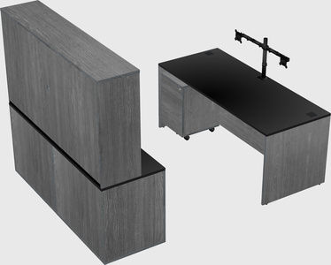 Parallel desk with credenza