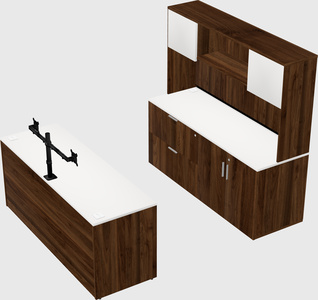 Parallel desk with credenza