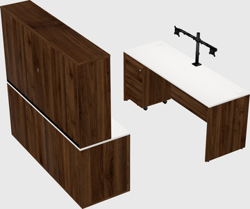 Parallel desk with credenza