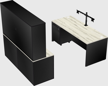 Parallel desk with credenza
