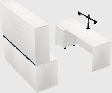 Parallel desk with credenza