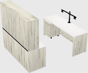 Parallel desk with credenza