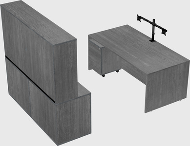 Parallel desk with credenza
