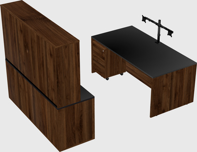 Parallel desk with credenza