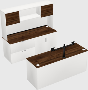 Parallel desk with credenza