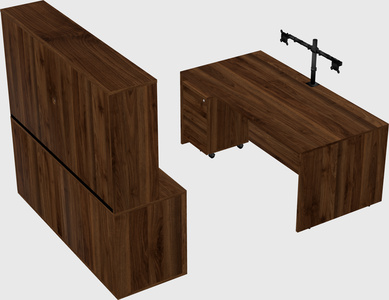 Parallel desk with credenza