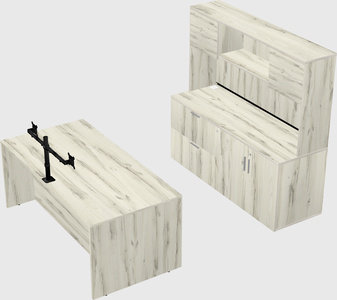 Parallel desk with credenza