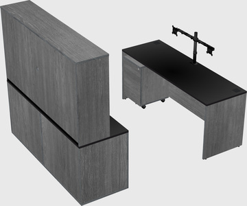 Parallel desk with credenza