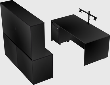 Parallel desk with credenza