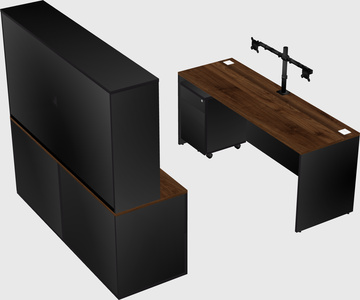 Parallel desk with credenza