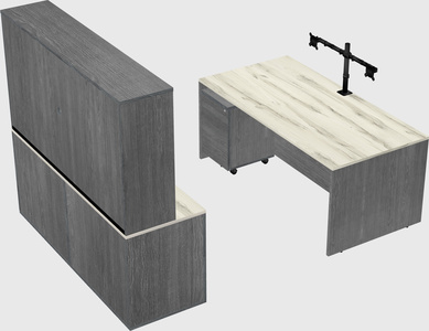 Parallel desk with credenza