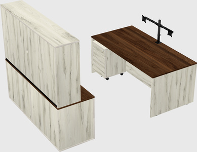 Parallel desk with credenza