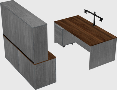 Parallel desk with credenza
