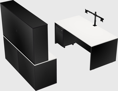Parallel desk with credenza