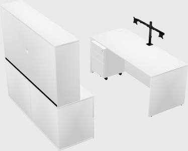 Parallel desk with credenza