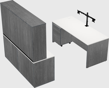 Parallel desk with credenza