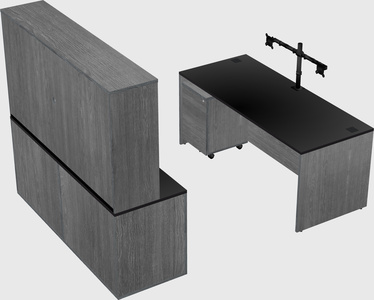 Parallel desk with credenza