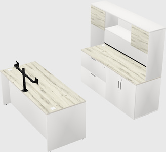 Parallel desk with credenza