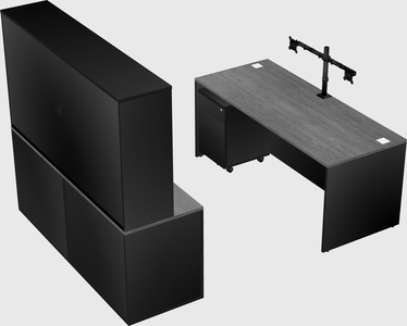 Parallel desk with credenza