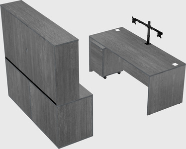 Parallel desk with credenza