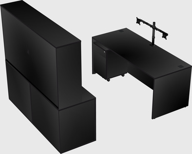 Parallel desk with credenza