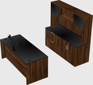 Parallel desk with credenza
