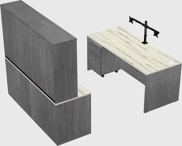 Parallel desk with credenza