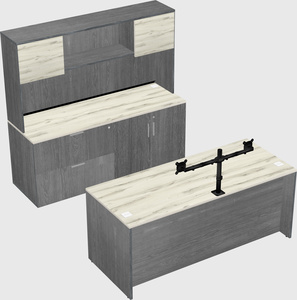 Parallel desk with credenza