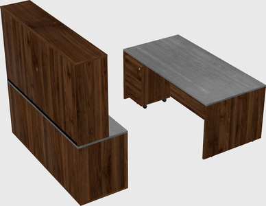 Parallel desk with credenza