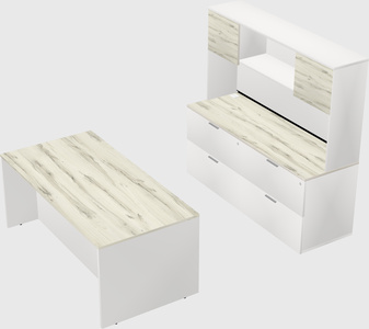 Parallel desk with credenza