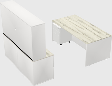 Parallel desk with credenza