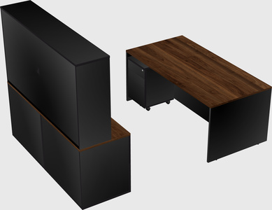 Parallel desk with credenza