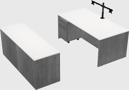 Parallel desk with credenza