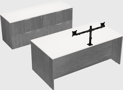 Parallel desk with credenza