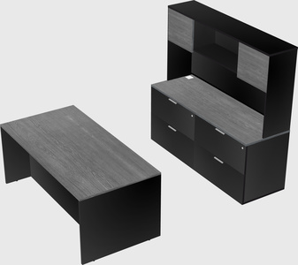 Parallel desk with credenza
