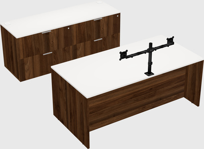 Parallel desk with credenza