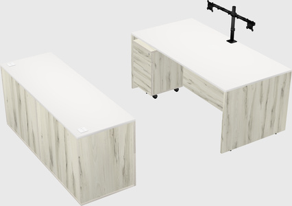 Parallel desk with credenza