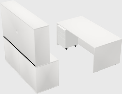 Parallel desk with credenza