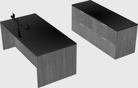 Parallel desk with credenza