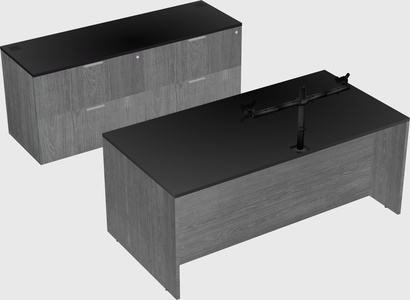Parallel desk with credenza
