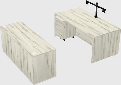 Parallel desk with credenza